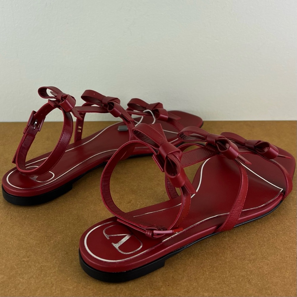 NEW VALENTINO GARAVANI RED BOW LEATHER SANDALS - Picture 5 of 14